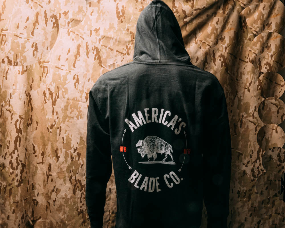 American Blade CO Bison Pull-Over Hoodie Black