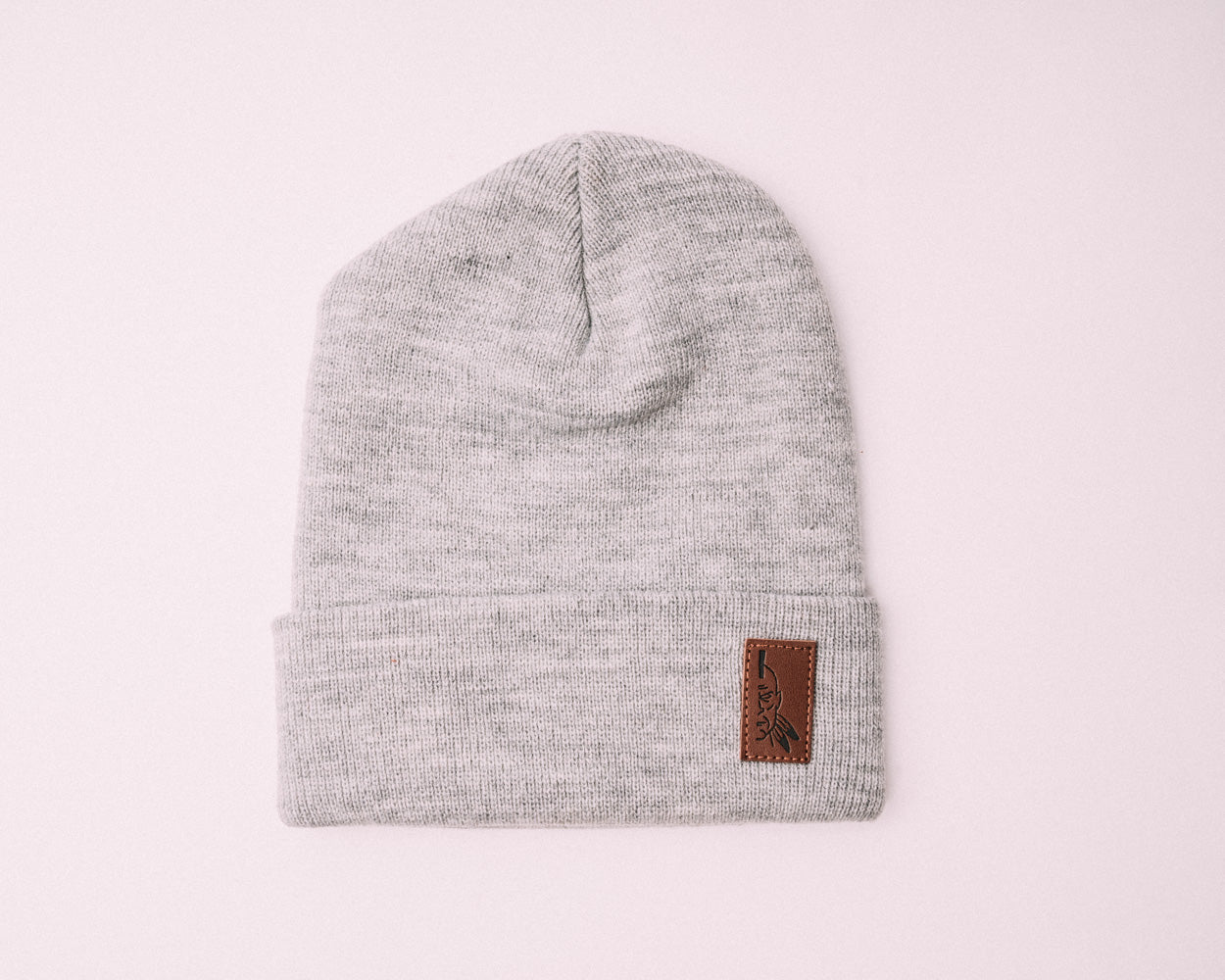 Half Face Leather Patch Beanie