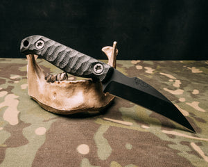 Gula Gula- Black canvas micarta, Armor Black cerakote, allen bolts, chaos grip