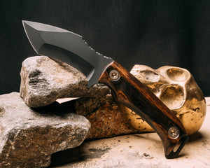 Buteo- Desert Ironwood, Armor Black cerakote, bronze titanium torx bolts, smooth grip