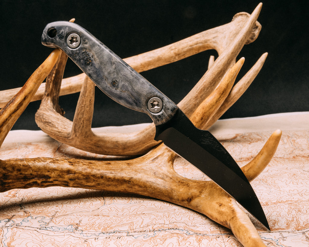 Gula Gula- Dyed Box Elder, armor black cerakote, Ti torx bolts, smooth grip