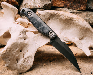 Gula Gula- Dyed Maple Burl, Armor Black cerakote, titanium torx bolts, smooth grip, smooth grip