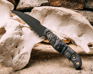 Gula Gula- Dyed Maple Burl, Armor Black cerakote, titanium torx bolts, smooth grip, smooth grip